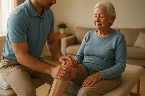 Fisioterapeuta realizando tratamiento a domicilio Madrid - Servicio especializado personas mayores